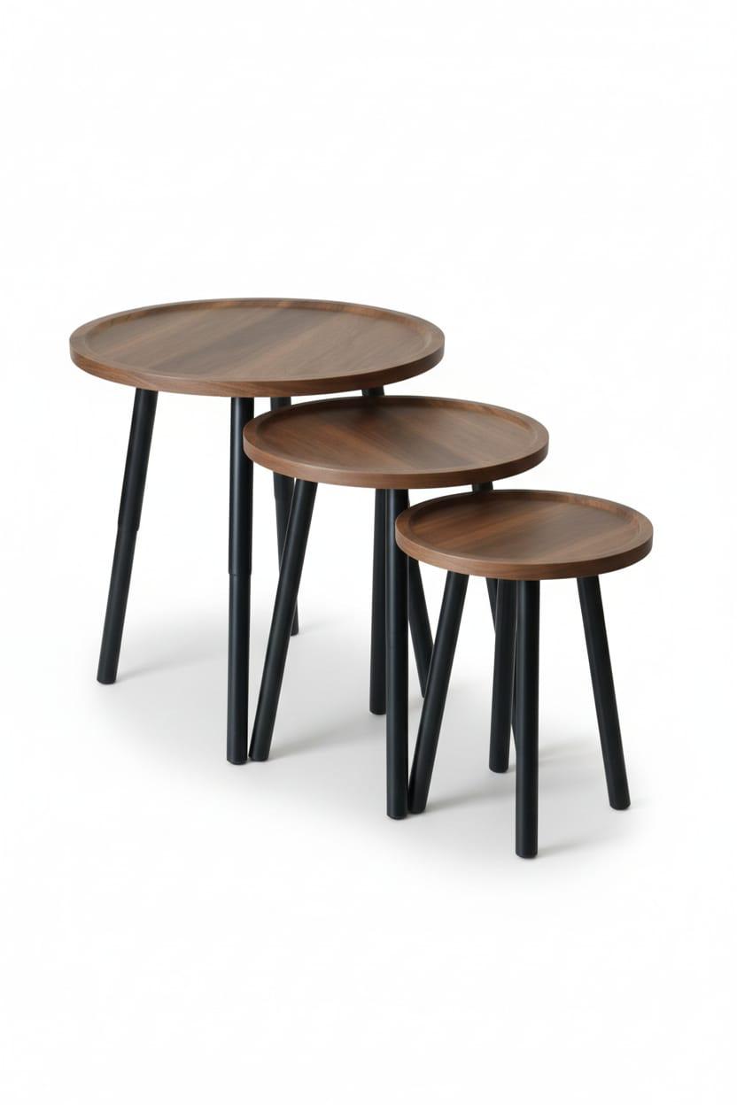 3 Pcs Wooden Stool Set