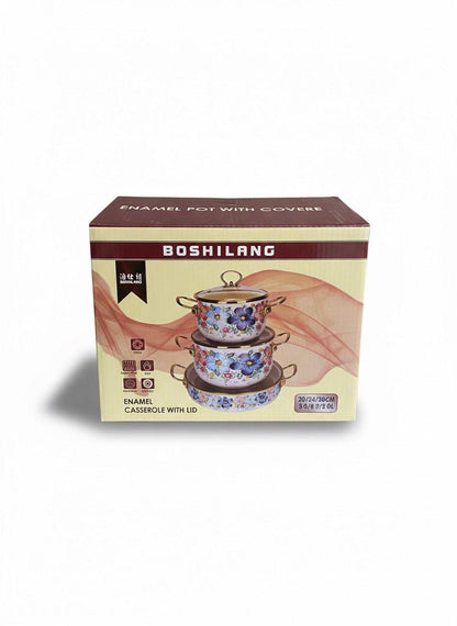Enamel Cooking Pot 3 Pcs Set