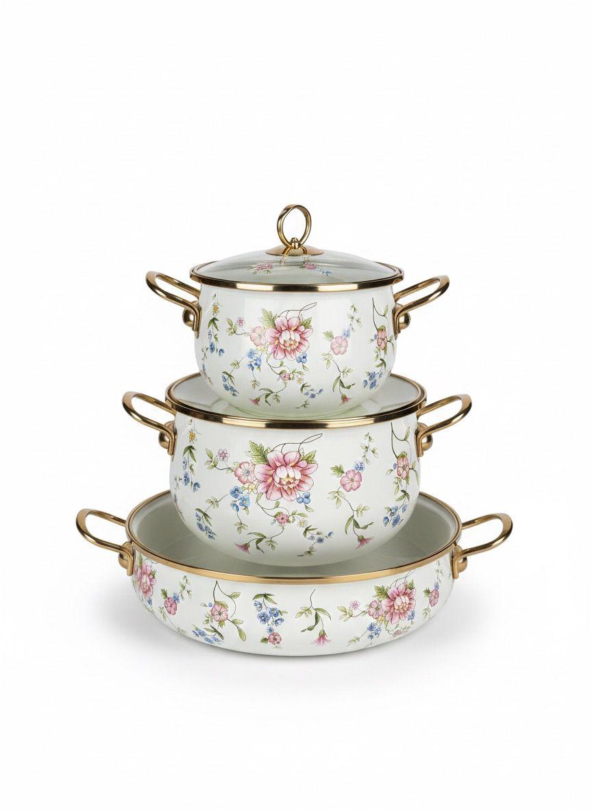 Enamel Cooking Pot 3 Pcs Set