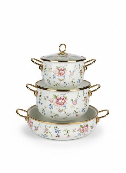 Enamel Cooking Pot 3 Pcs Set