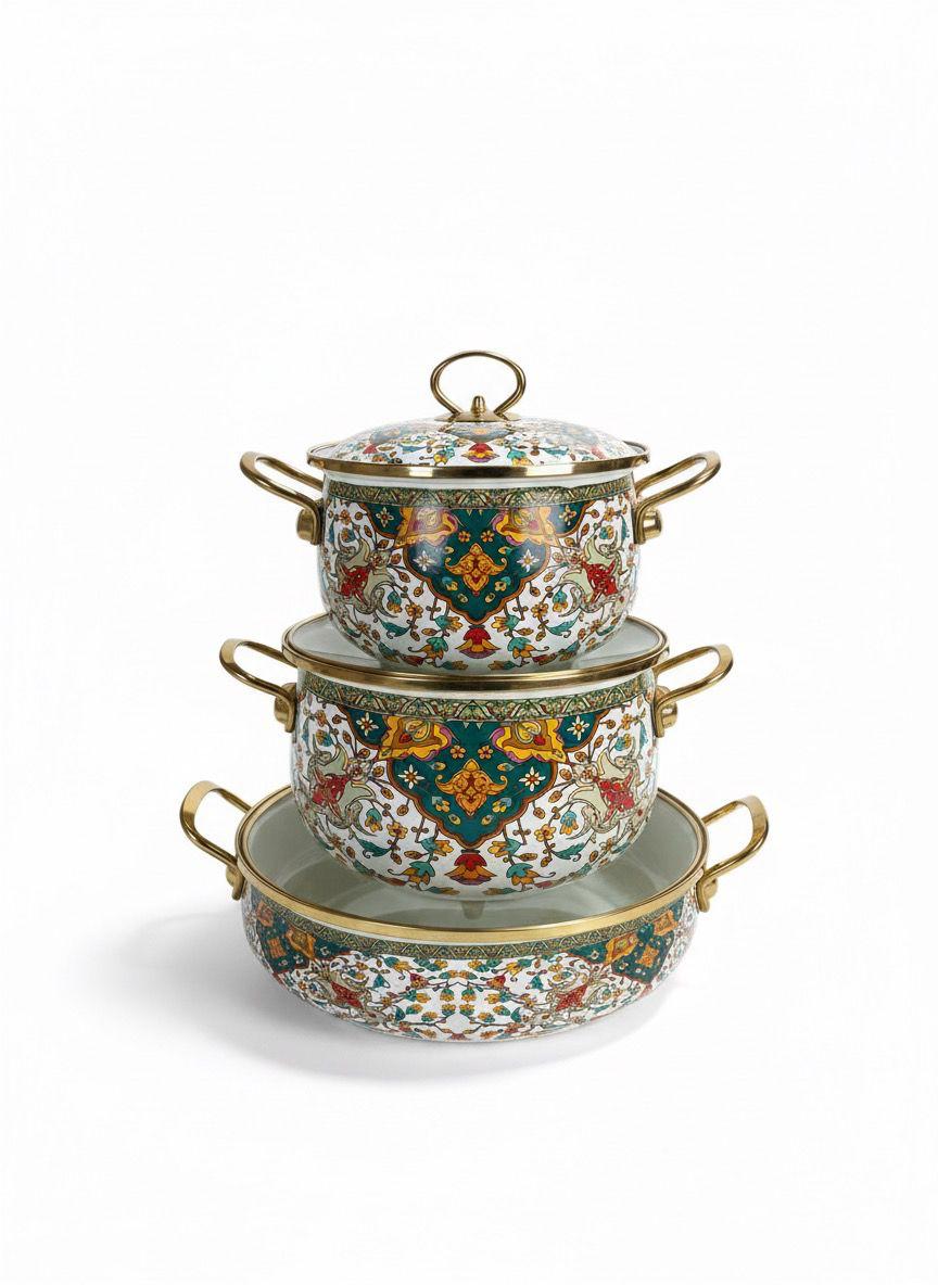 Enamel Cooking Pot 3 Pcs Set
