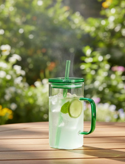 Glass Cup With Straw