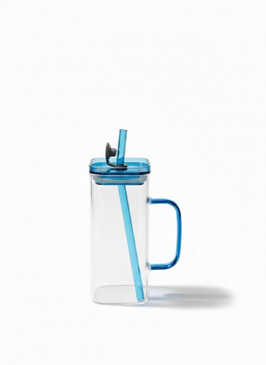 Glass Cup With Straw