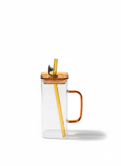 Glass Cup With Straw