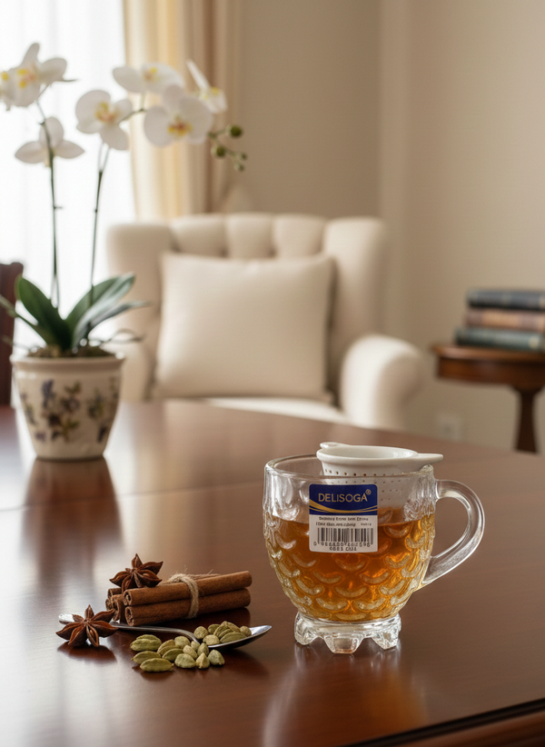 Glass Tea Cup 6 Pcs Set  160ml ZB241FISH