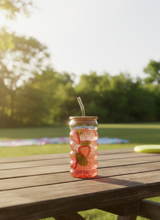 Curve Glass With Straw