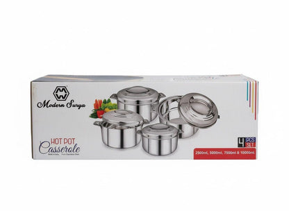 Hot Pot Casserole 4 Pcs Set 2500ml,5000ml,7500ml AND 10000ml