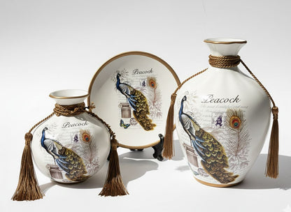 Ceramic Flower Pot And Plate 3pcs Set Big