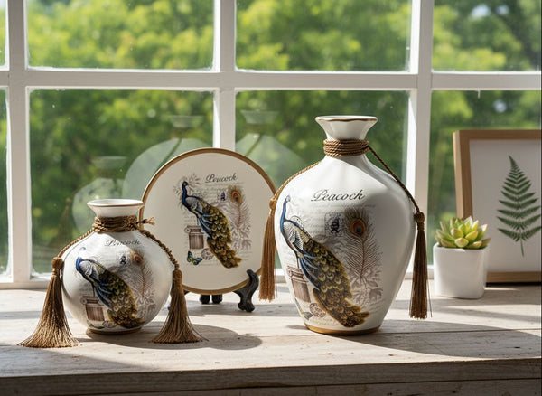 Ceramic Flower Pot And Plate 3pcs Set Big