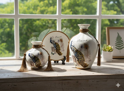 Ceramic Flower Pot And Plate 3pcs Set Small