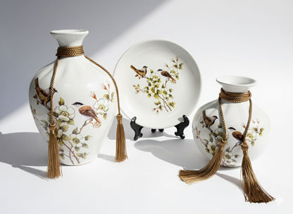 Ceramic Flower Pot And Plate 3pcs Set Small