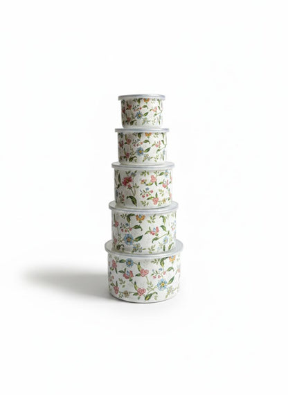 5 Pcs Enamel Container 10,12,14,16,18cm