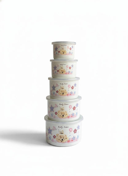 5 Pcs Enamel Container 10,12,14,16,18cm