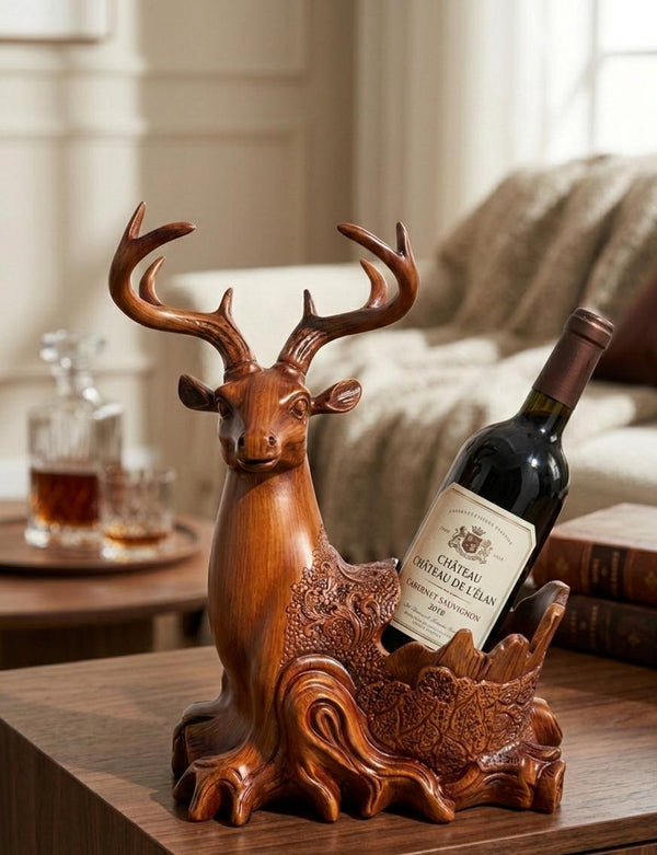 Wooden Barasingha With Bottle Holder