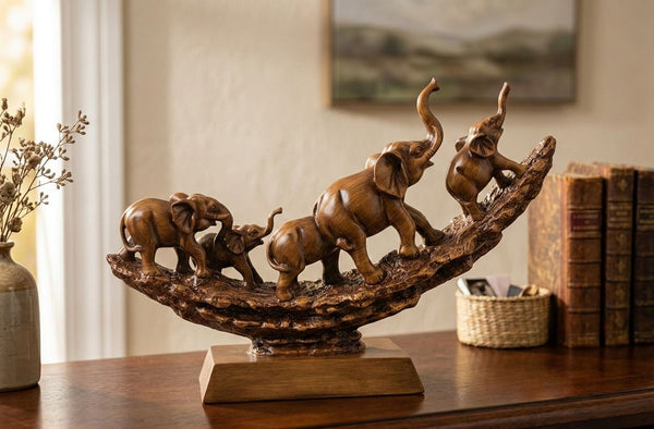 Wooden Elephant Family