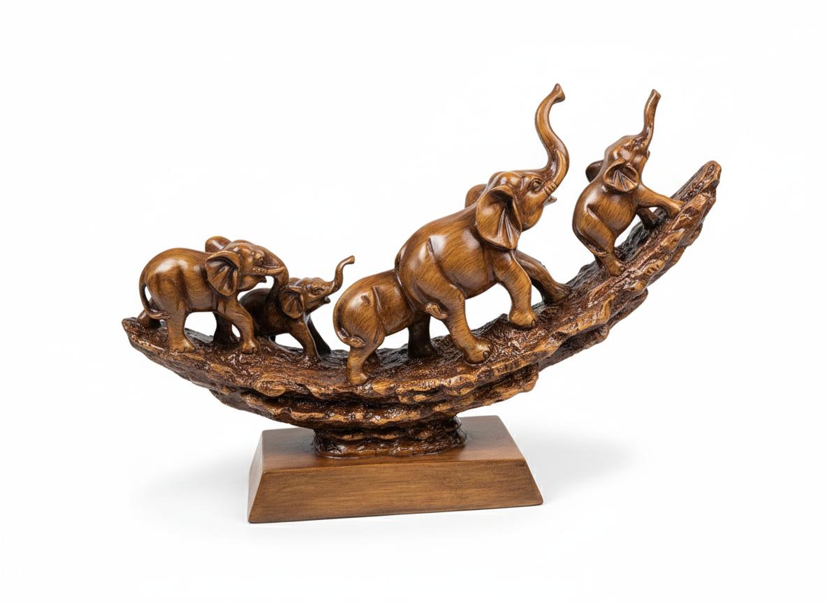 Wooden Elephant Family