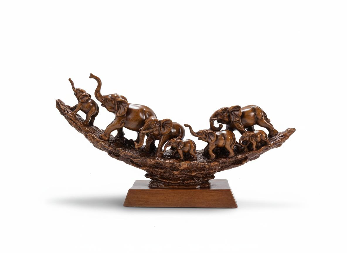 Wooden Elephant Family