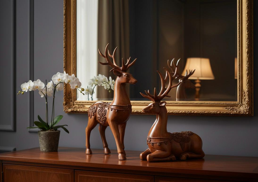 Wooden Deer 2 Pcs Set