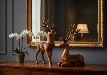 Wooden Deer 2 Pcs Set
