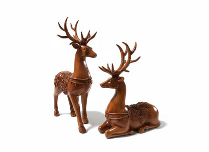 Wooden Deer 2 Pcs Set